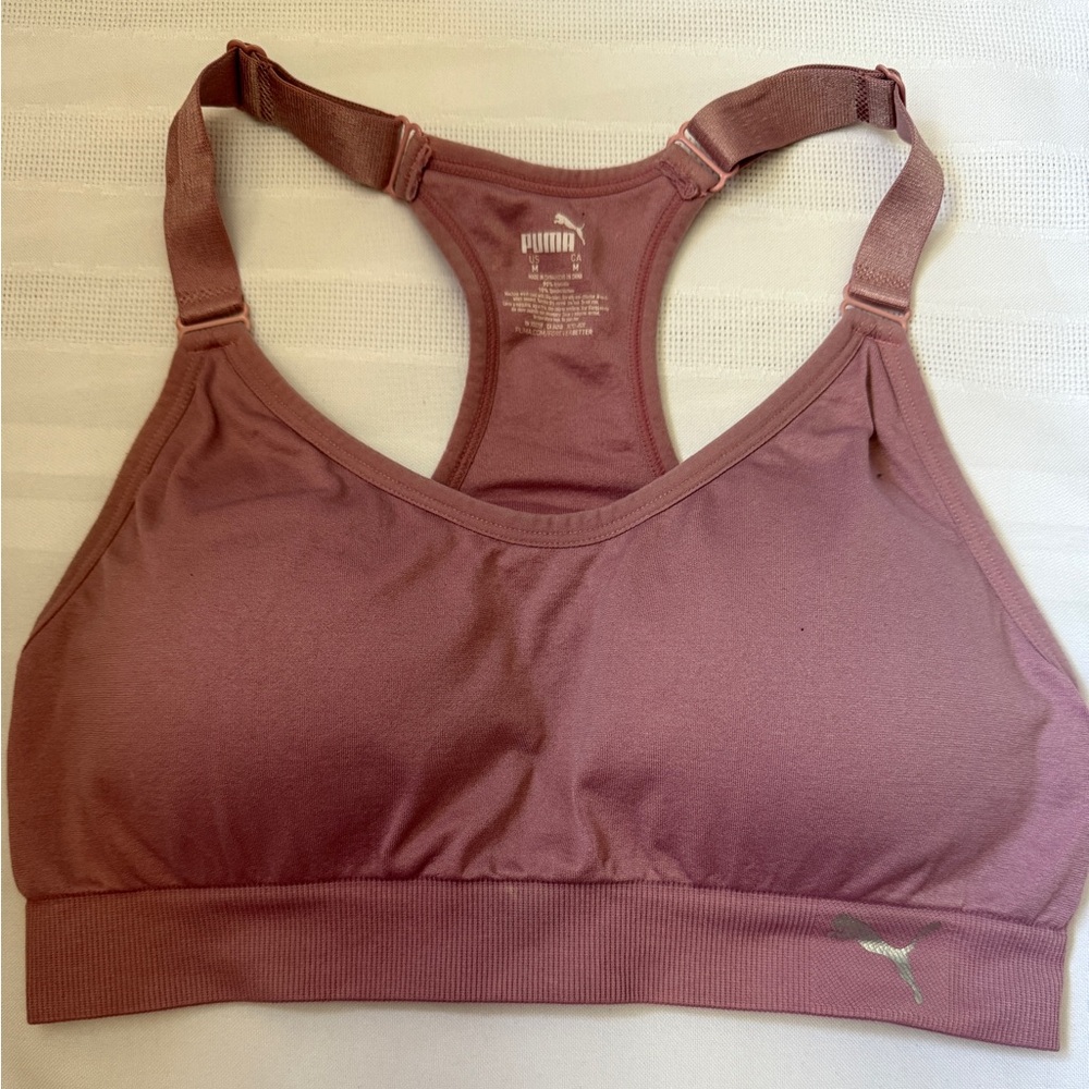 Puma Pink Racerback Sports Bra | Size Medium